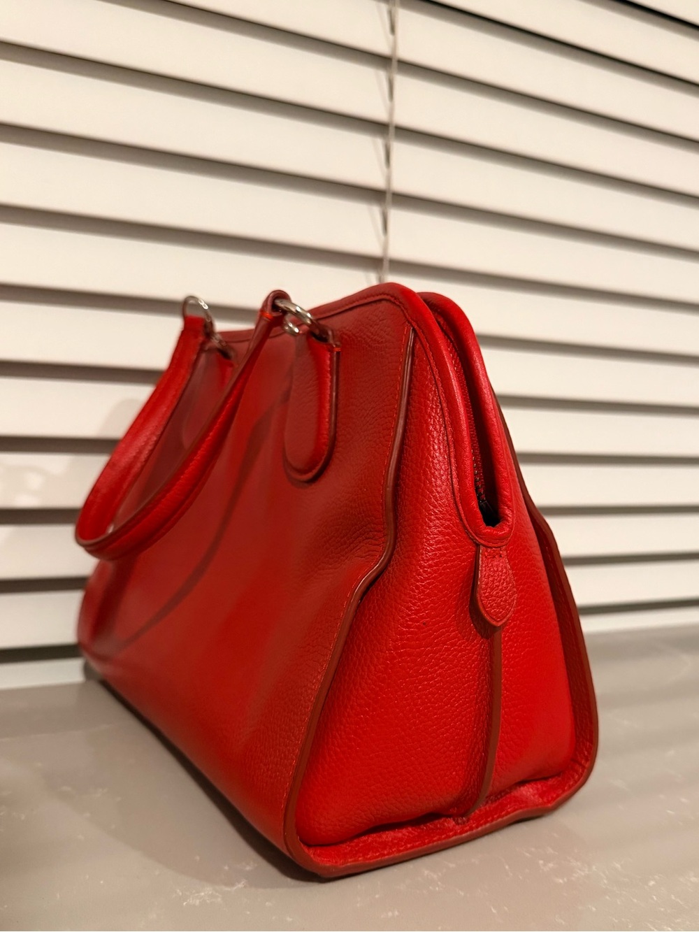 Coach Red Pebbled Leather Satchel with Detachable Strap - Picture 2 of 3
